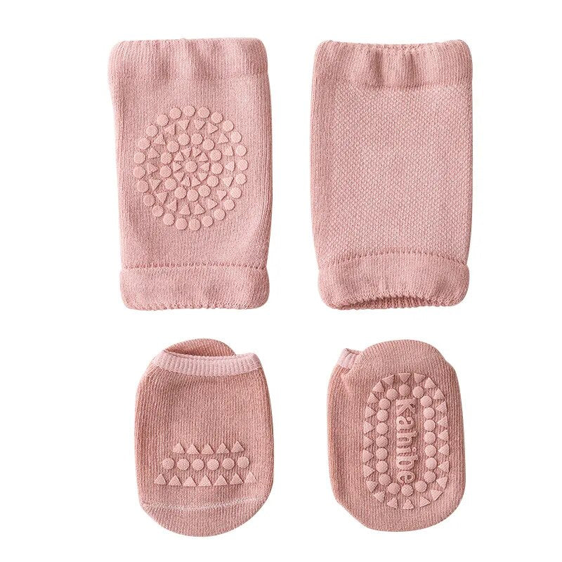 Baby Knieschützer Set mit Anti Rutsch Socken